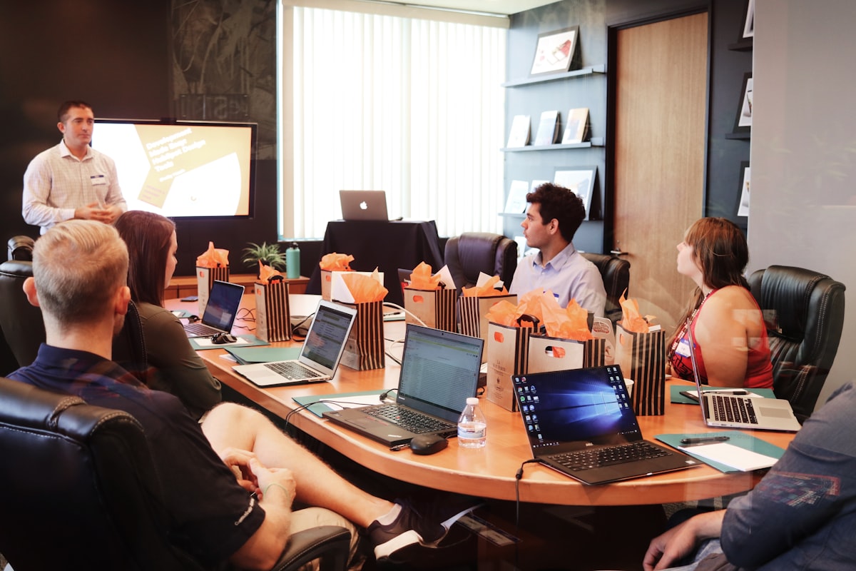 Investors meeting reviewing a project